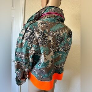 Diesel camo crop jacket with pink and orange